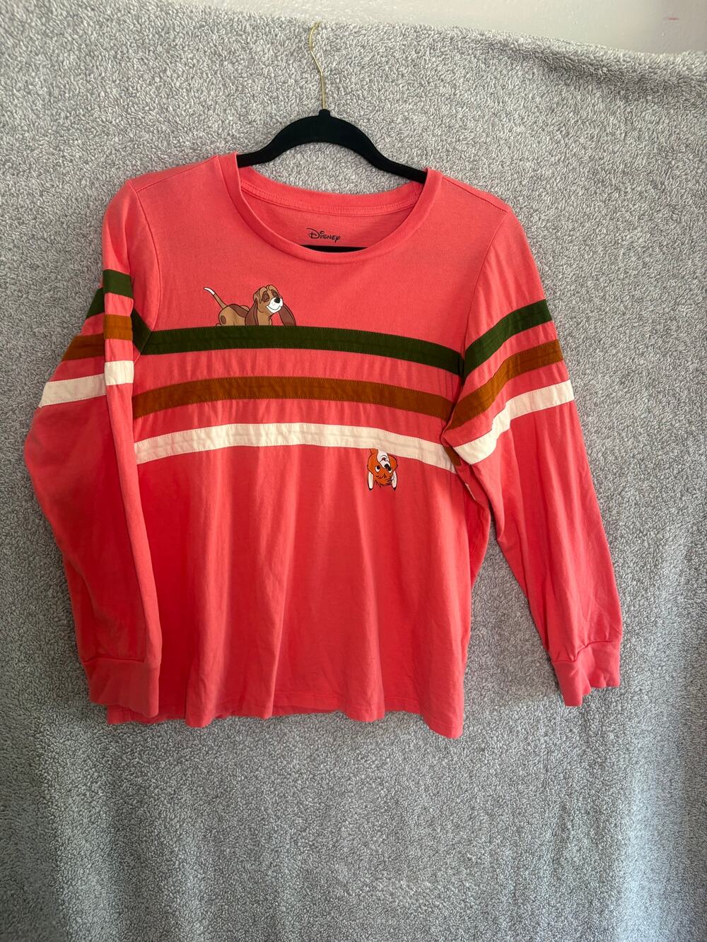 Fox and Hound Copper Tod Striped Long Sleeve Tee L Disney